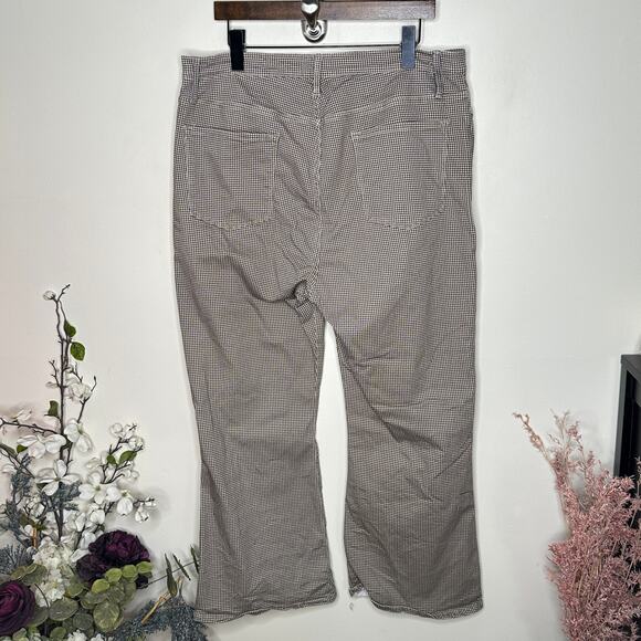 FRAME Le Crop Flare Camel Multi Houndstooth Print Tan Sz 34 {V26} - Picture 3 of 5